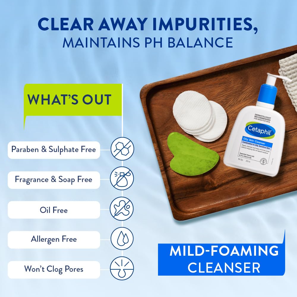 Cetaphil Oily Skin Cleanser | Daily Face Wash For Oily, Acne Prone Skin | Gentle Foaming | 250Ml