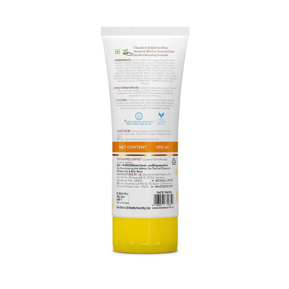 Mamaearth Vitamin C Face Wash | With Vitamin C and Turmeric | For Skin Illumination | 100 ml