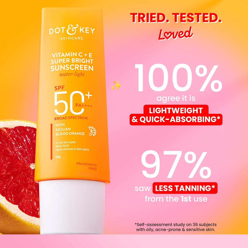 DOT & KEY Vitamin C + E Super Bright Sunscreen | Spf 50 Water-Light, UVA, UVB & Blue Light Protection