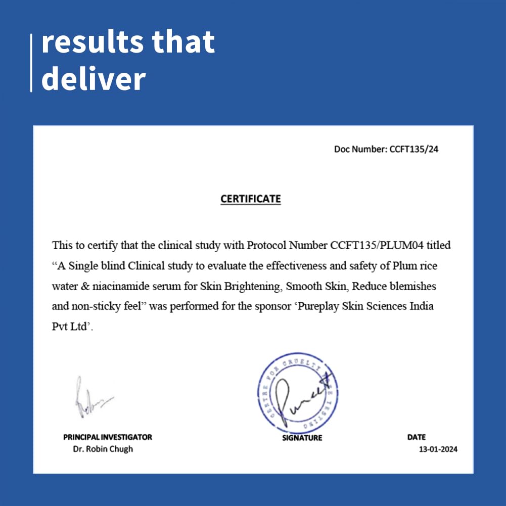 Plum 10% Niacinamide Serum with Rice Water | 10ml | Provides Clear, Glowing & Brightening Skin | Oil Control & Anti Acne Face Serum for Women & Men